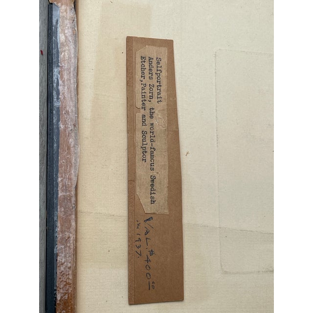 Portraiture Anders Zorn Self Portrait 1916 Signed Original Etching Asplund 270 Framed Vintage For Sale - Image 3 of 10