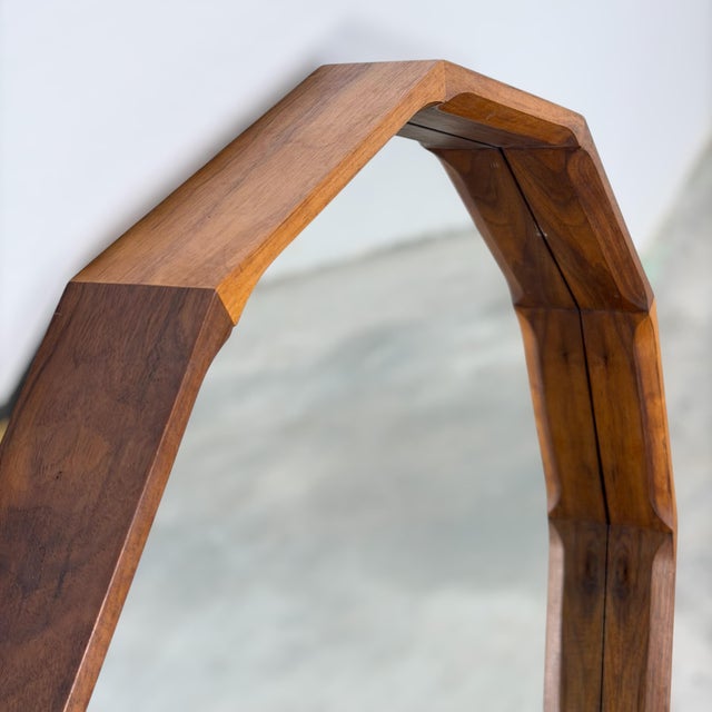Large Dodecagonal Walnut Mirror attributed to Fratelli Marelli, 1970s For Sale - Image 10 of 16