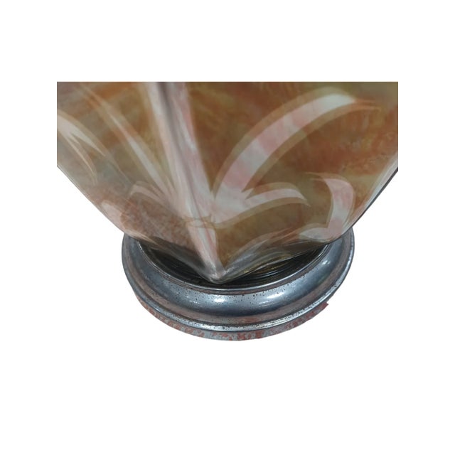 Vintage floral detail mercury glass table lamp. Made in the Mid 20th Century