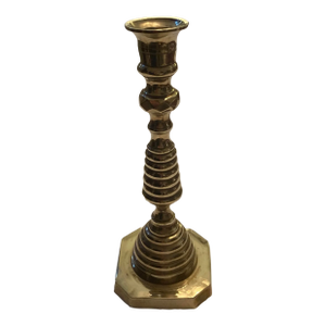 Antique Victorian Beehive Turned Solid Brass Single Candlestick