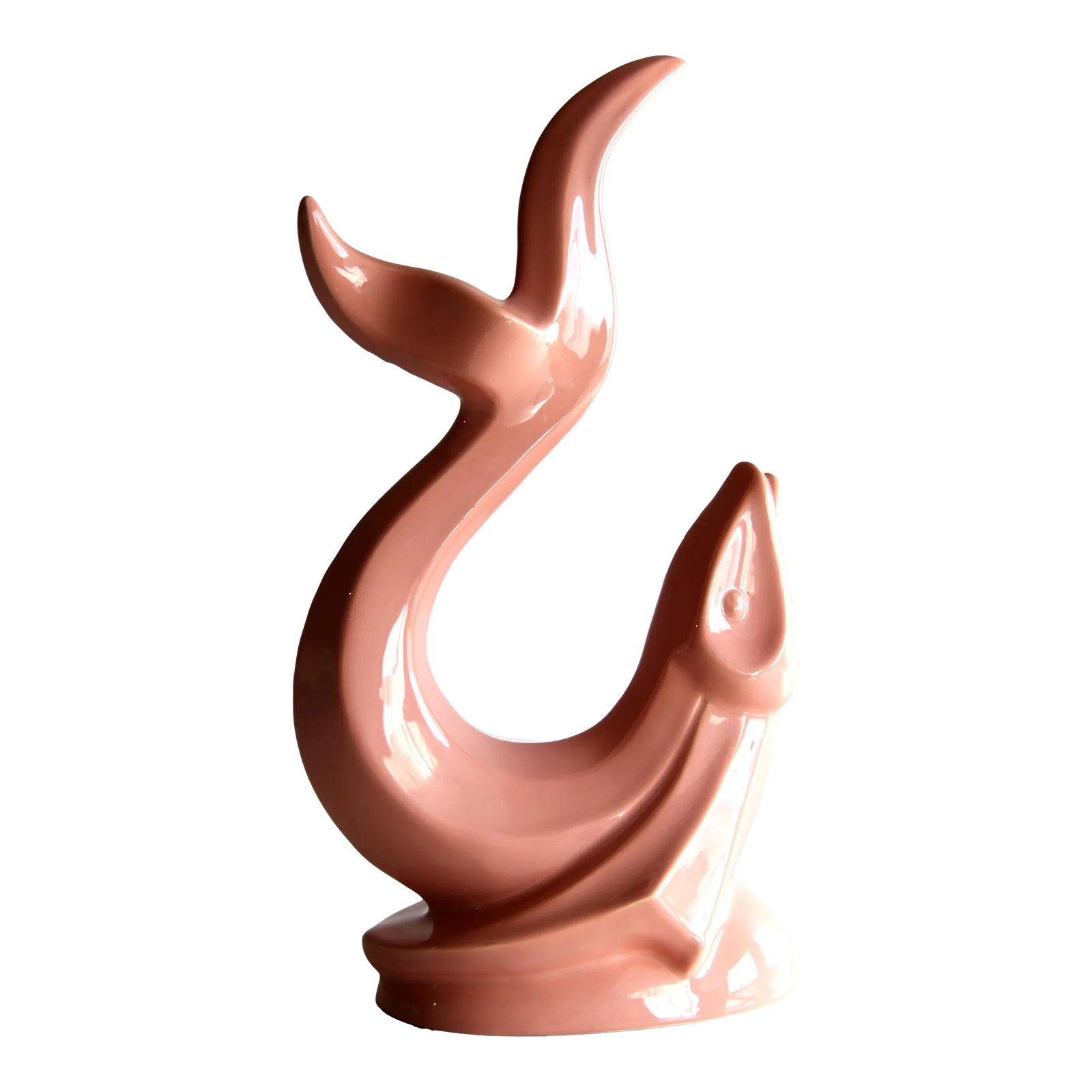 Vintage Post Modern Haeger Art Pottery Pink Flying Fish