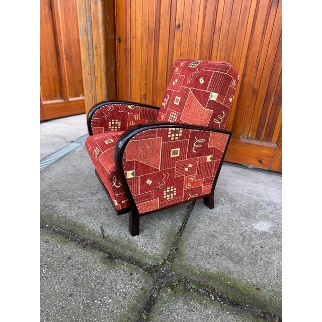 Art Deco Armchair with New Patterned Upholstery, 1930s For Sale - Image 3 of 8