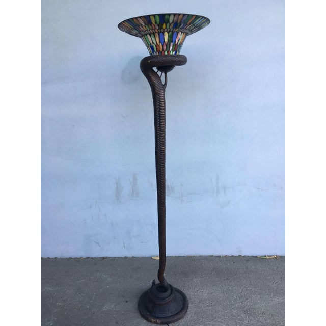 Custom snake lamp stylized after the original designed (sculpted) concept of Edgar Brandt. Depicts a highly detailed snake...