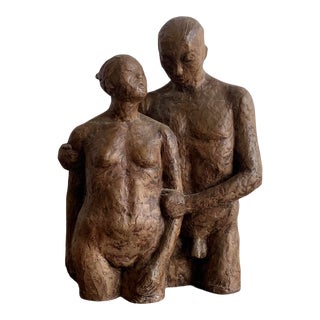 1980s Abstract Figurative Clay Sculpture by Woo's For Sale