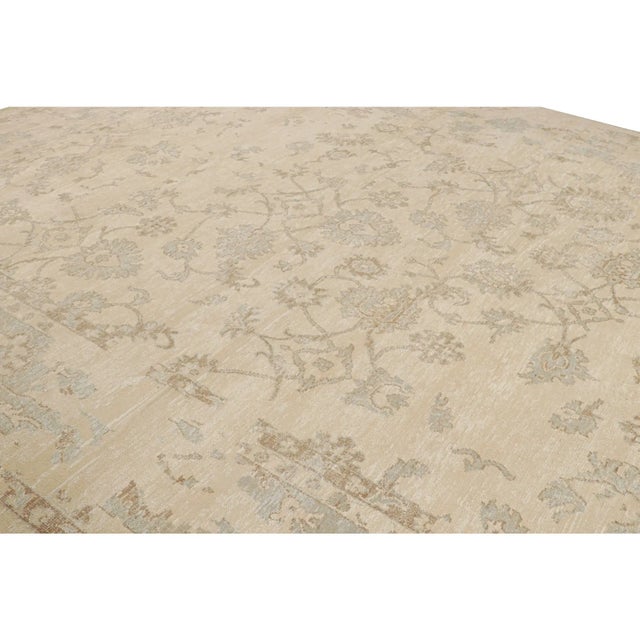 Traditional Rug & Kilim’s Oushak Style Oversized Rug in Beige/Brown, With Floral Patterns For Sale - Image 3 of 7