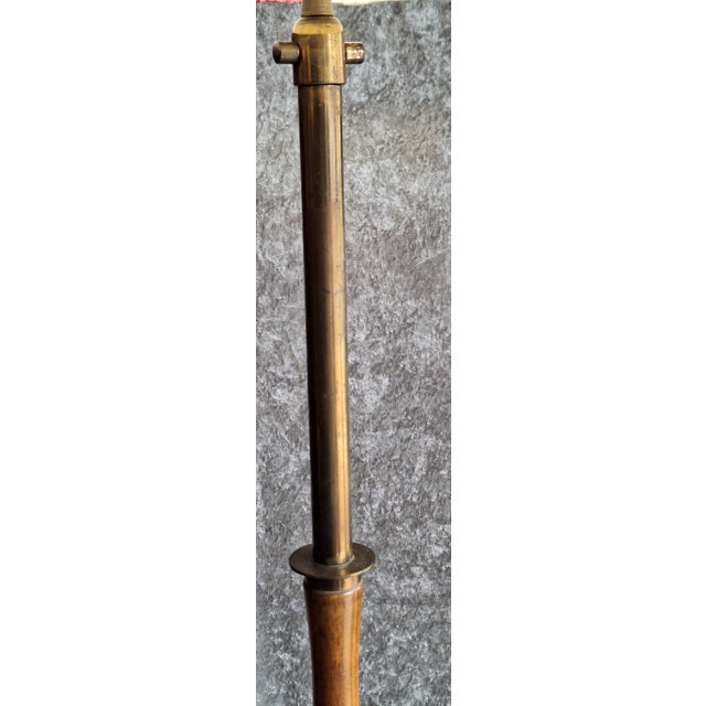 Mid-Century Modern Mid-Century German Floor Lamp with Brass and Beechwood Base, 1960s For Sale - Image 3 of 10