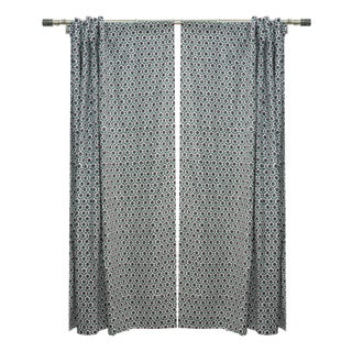 Shehnaz Handcrafted Block Print Curtain in Viscose Coloured Linen Elegant Design Size-54"Wx102"L For Sale