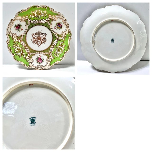 Green Vintage Apple Green English Coalport Dinner Plates - Set of 7 For Sale - Image 8 of 11