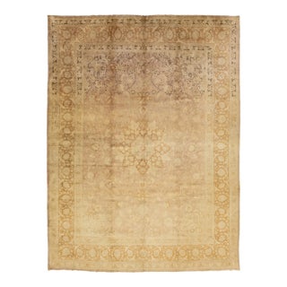 20th Century Persian Tabriz Wool Rug in Tan Color Allover Design For Sale
