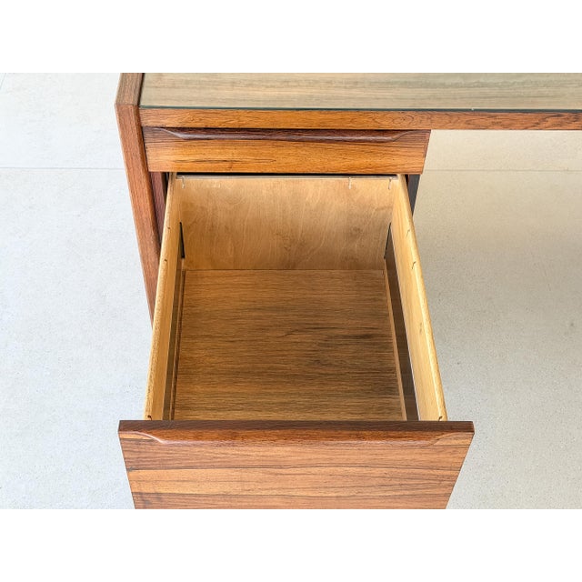 1960s Danish Modern Solid Brazilian Rosewood Executive Desk For Sale - Image 9 of 12