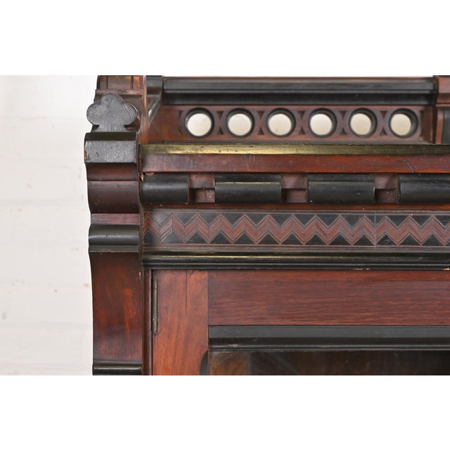 Wood Herter Brothers Style Antique Eastlake Victorian Carved Walnut Bookcase, Circa 1880s For Sale - Image 7 of 12