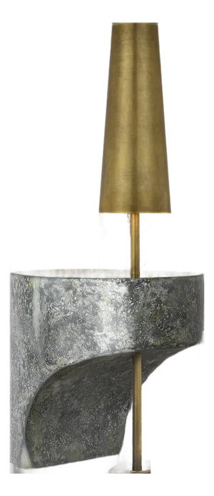 Anne-Marie Barton by Visual Comfort Signature Runia 49" Sculpted Side Table Floor Lamp in Eclipse with Mottled Brass