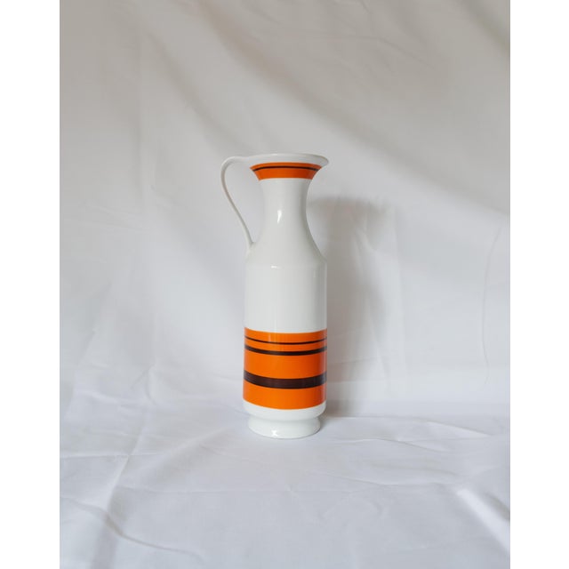 Mid-Century Royal Porzellan Bavaria Kpm Orange & White Porcelain Pitcher Vase For Sale - Image 10 of 10