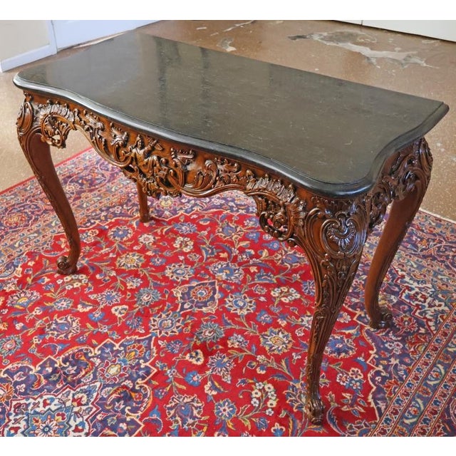 Traditional Maitland Smith George III Style Tessellated Marble Top Console Table For Sale - Image 3 of 12