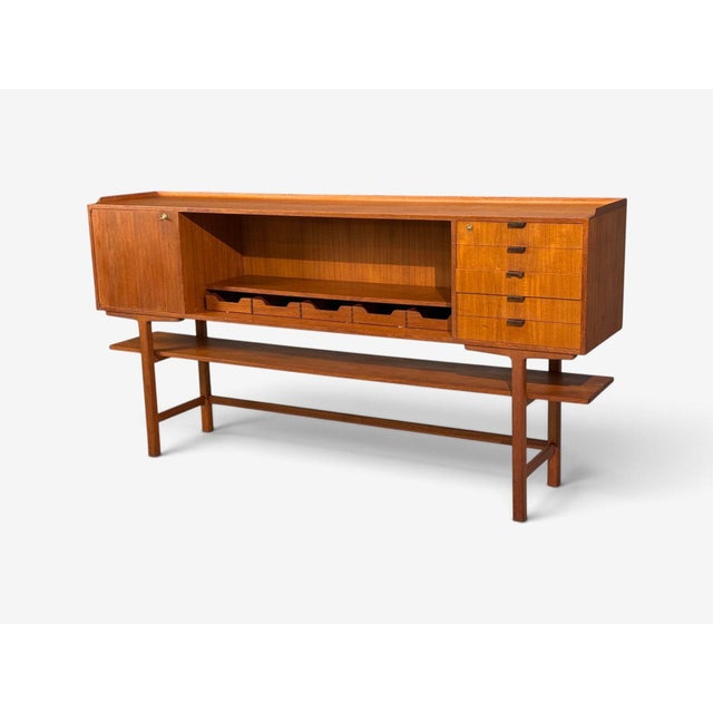 1950s Axel Bäck Attr., Monumental Sideboard, Teak, Rosewood, Sweden, 1950s For Sale - Image 5 of 15