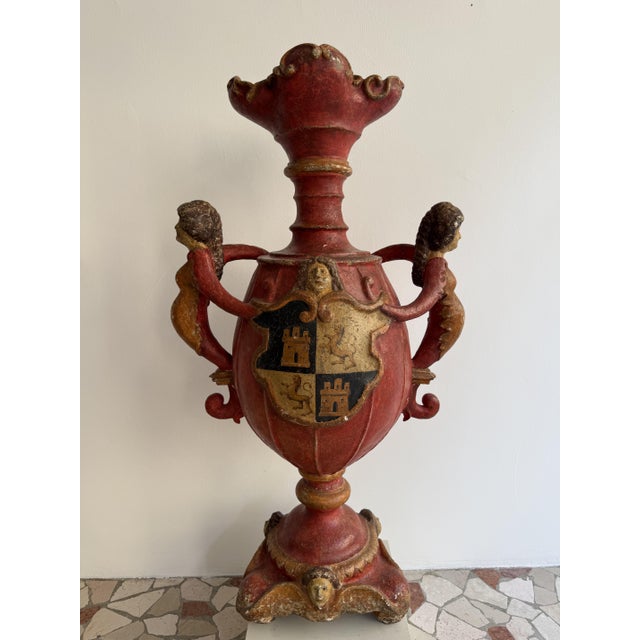 17th Century Baroque Candleholder in Lacquered Wood and Plaster, Spain, 1600 For Sale - Image 4 of 18