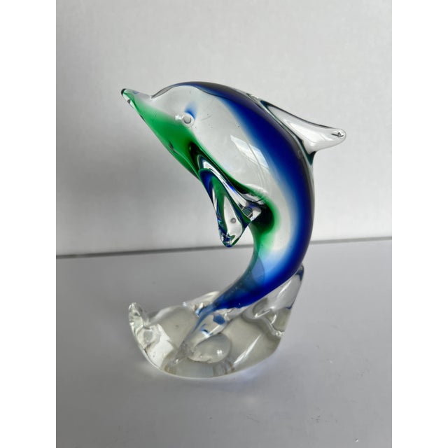 Murano 1970s Mouth-Blown Murano Style Dolphin Glass Paperweight For Sale - Image 4 of 10