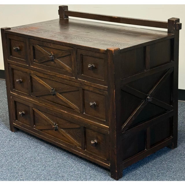 Brown Early 20th Century Solid Oak Mission Style Chest For Sale - Image 8 of 10
