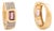 14k Yellow Gold Octagon Sapphire & Diamond Pink Contemporary Hoop Earrings- A Pair For Sale