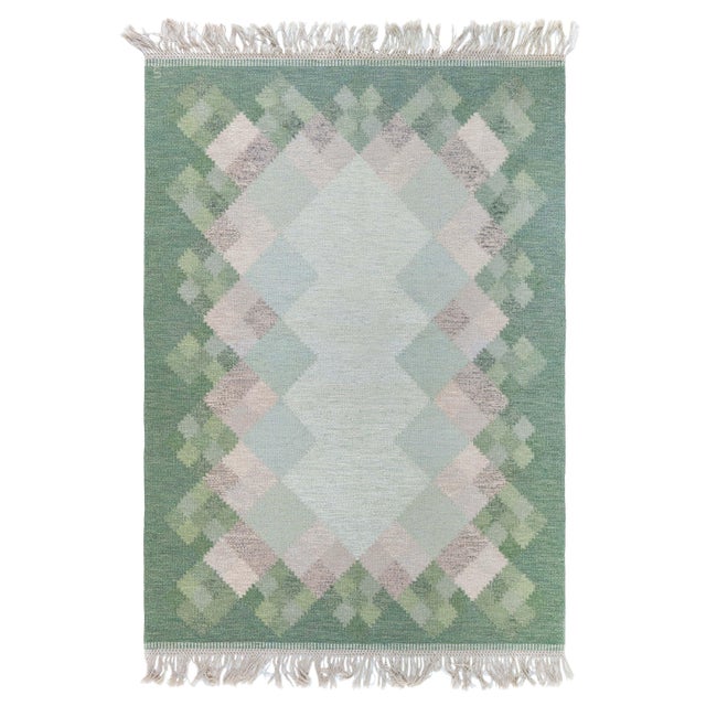 Doris Leslie Blau "Opal" - Midcentury Swedish Flat Woven Rug by Brita Svefors For Sale