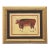 Bull Cow Steer Americana Folk Art Minimalism Goldenrod Brown Burnt Orange Original Oil Painting by Cleo Plowden For Sale