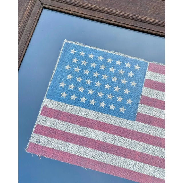 45 Star Antique American Flag Circa 1890 Cotton Gauze Beautifully Presented in Antique Oak Frame For Sale - Image 4 of 8