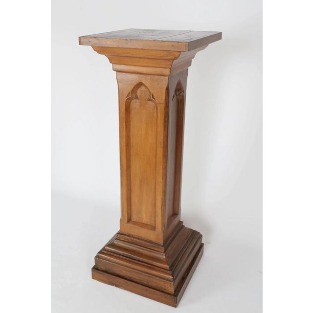 2000 - 2009 Large Neo-Gothic Pedestal in Oak For Sale - Image 5 of 9