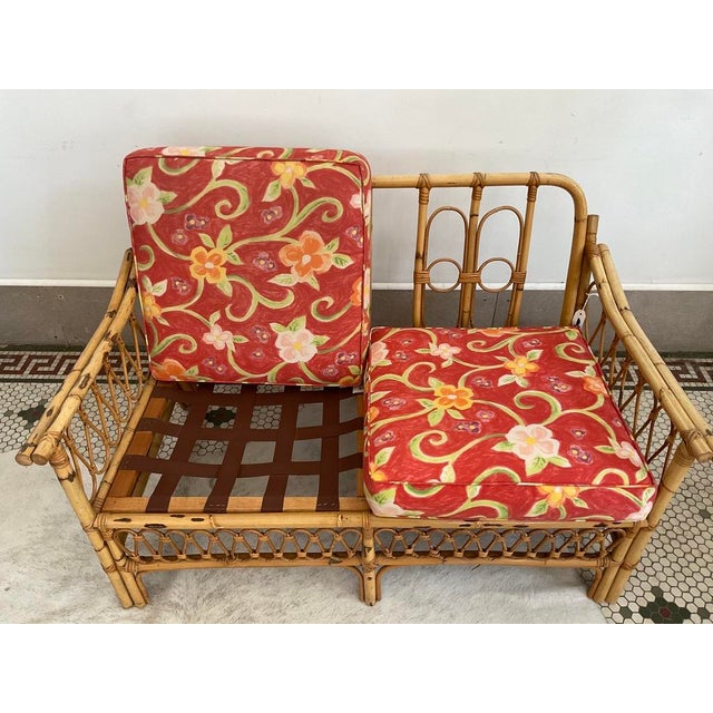 1970s Mid-Century Modern Broyhill Boho Rattan & Bamboo 2-Seater Sofa For Sale - Image 18 of 18