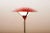 Gray Painted Tubular Steel Floor Lamp with Black Metal Base, Red Painted Metal Shade and Frosted Glass Diffuser, in Good...