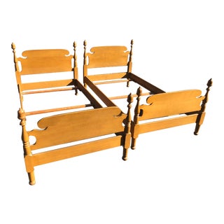 Solid Maple Vintage Acorn Top Twin Beds- a Pair For Sale