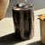 Stone Side Table in Black Petrified Wood with Beige Striations and a Circular Arc For Sale - Image 7 of 18