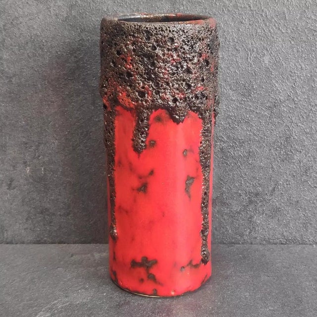Mid-Century Modern Scheurich Ceramic Vase 301-15 with Fat Lava Glaze, 1970s For Sale - Image 3 of 8