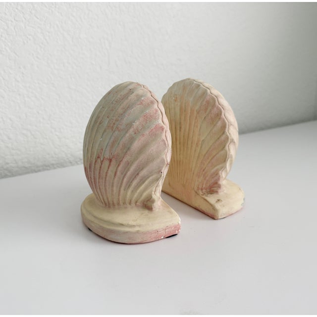 Late 20th Century Plaster Seashell Bookends- A Pair For Sale - Image 4 of 6
