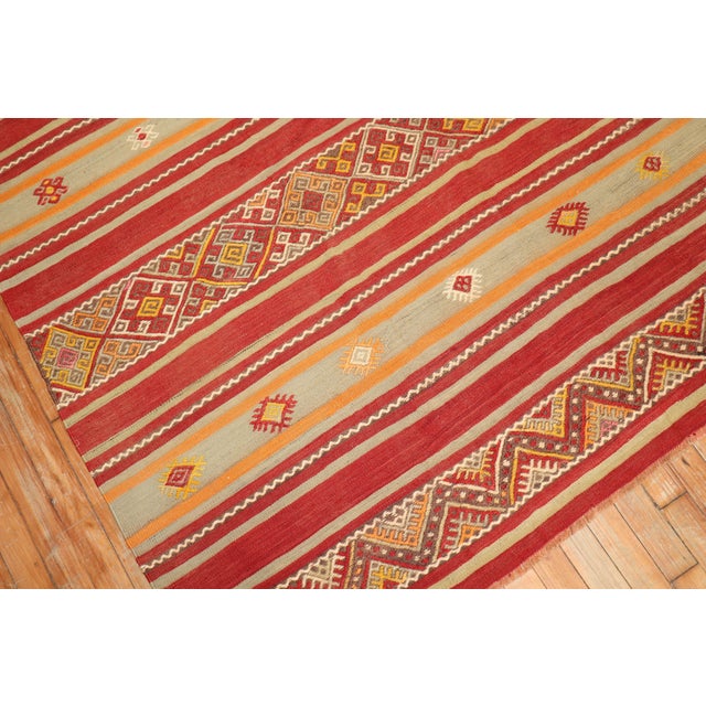 Textile Vintage Tribal Turkish Kilim Flat-Weaves - A Pair - 5'10" x 6'6" For Sale - Image 7 of 12