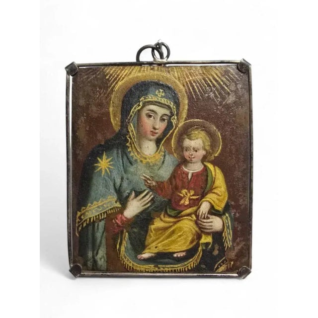 Double-Sided Diptych with Saint Nicholas of Tolentino & Virgin and Child, 1650, Oil on Copper For Sale - Image 12 of 13