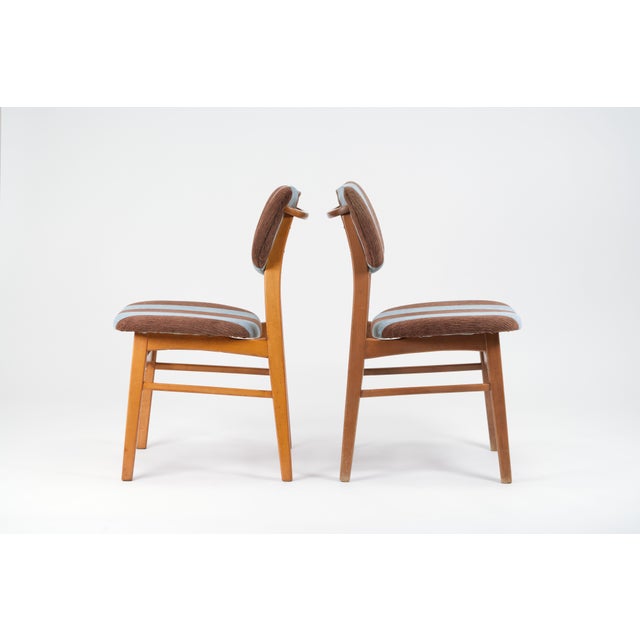 Mid-Century Modern Dining Room Chairs in Beech and Corduroy, 1950s, Set of 2 For Sale - Image 4 of 17