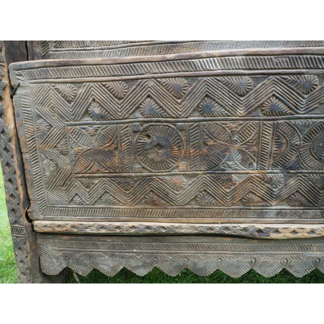 Black Antique Orient Cedar Wood Treasure Dowry Chest from Nuristan Afghanistan, 19th Century For Sale - Image 8 of 12