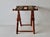 Vintage French Beechwood and Tapestry Folding Luggage Rack Nailhead Detail For Sale - Image 11 of 18
