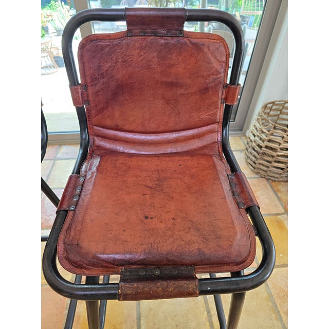 1960s 1960s Pair of Leather Bar Stools For Sale - Image 5 of 18