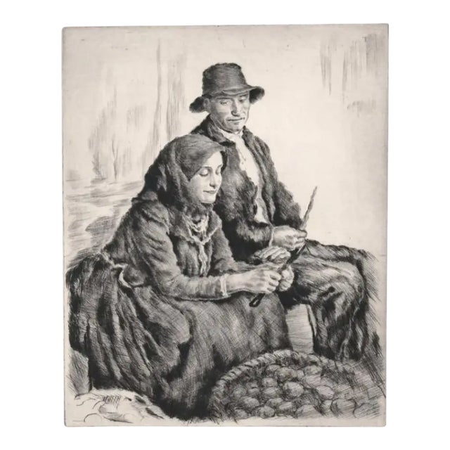 1920s Oszkár Glatz Potato Peelers Etching For Sale