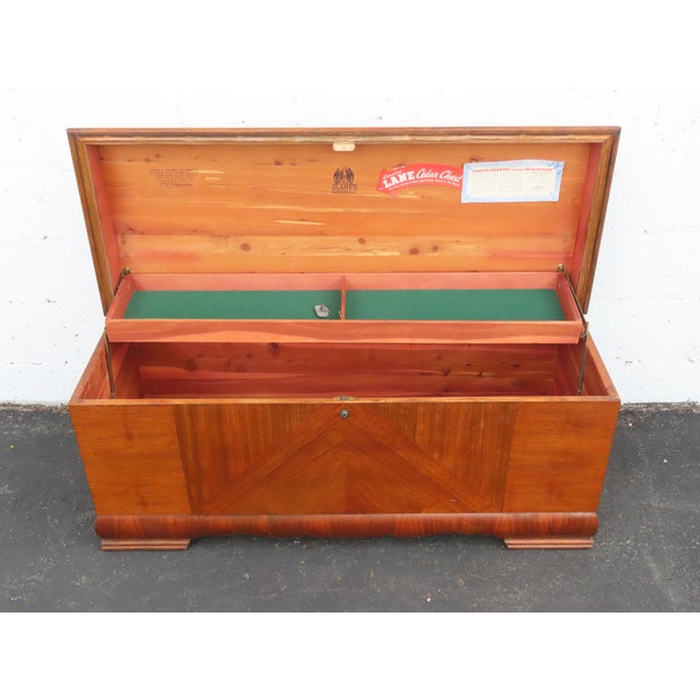 Lane Art Deco Waterfall Inlay Cedar Chest Blanket Trunk 6619 For Sale - Image 14 of 18
