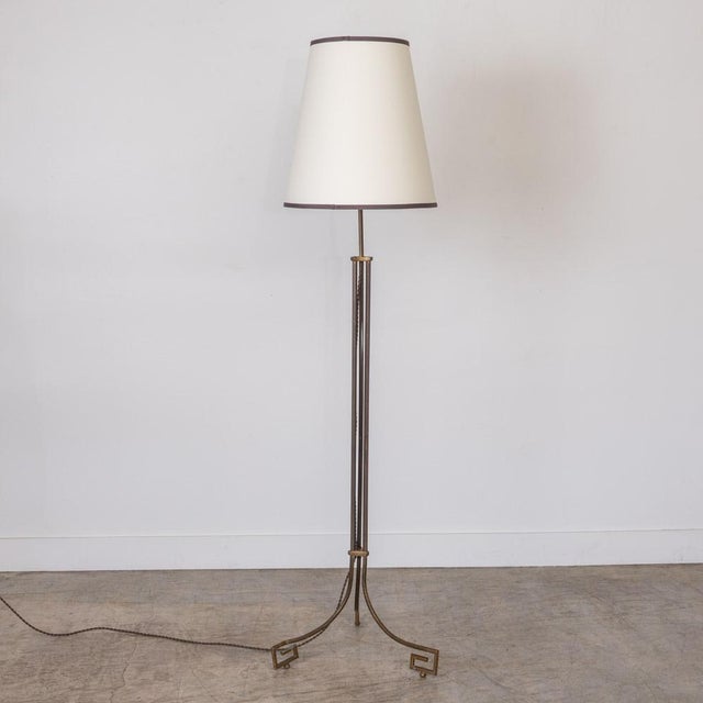 1930s French Art Deco Metal and Brass Floor Lamp For Sale - Image 4 of 17