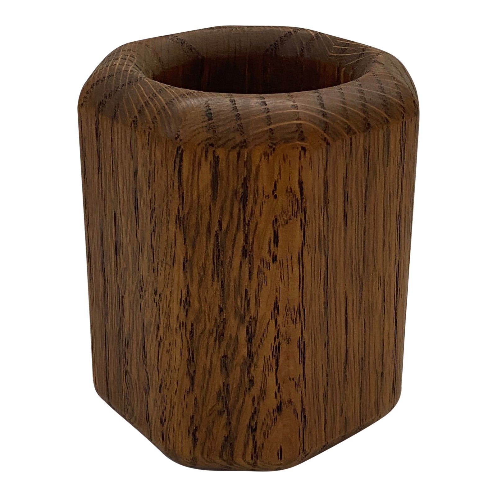 Late 20th Century Wood Octagon Cup/Holder | Chairish