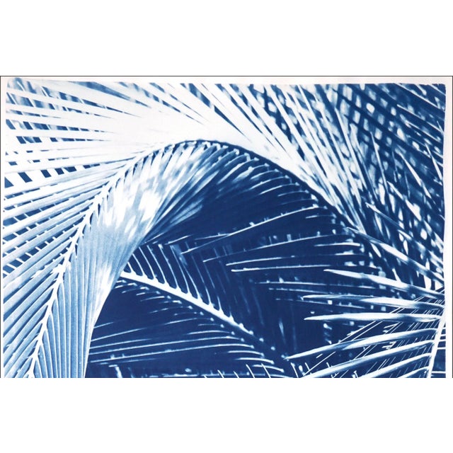 Coastal 2021 "Tropical Palm Branches" Handmade Cyanotype Print on Watercolor Paper by Kind of Cyan For Sale - Image 3 of 11
