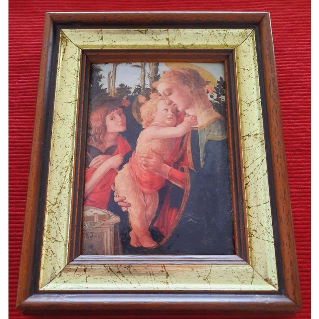 Portraiture Famous "Madonna and Child" (1470) Italian Antique Painting - Enamel Porcelain Handmade Certified Collectible Wall Art For Sale - Image 3 of 8