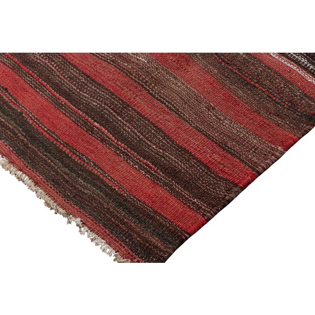 Vintage Shahsavan Persian Kilim in Red and Brown Geometric Stripes - Rug & Kilim For Sale In New York - Image 6 of 7