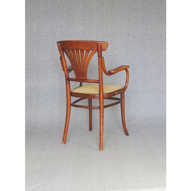 N°221 Armchair with Bronze Inlays and Canework by Michael Thonet, 1910, in Flawless conditions. Designed 1890 to 1919 This...