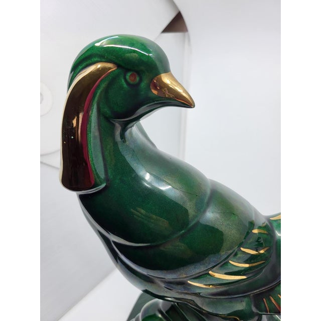 Lemanceau Charles, Sculpture Royal Pheasant by Charles Lemanceau for the Saint Clément Factory (C. 1930), 1920s, Ceramic & Enamel & Gold Leaf For Sale - Image 11 of 18
