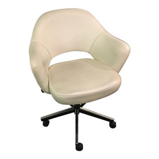 Knoll Saarinen Leather Arm Chair With Swivel Base - 8 Available For Sale