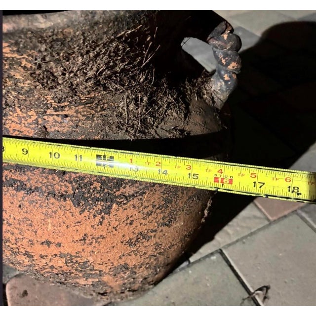 Terra Cotta Vintage Mediterranean Terracotta Amphora Urn Planter With Aged Patina For Sale - Image 8 of 11
